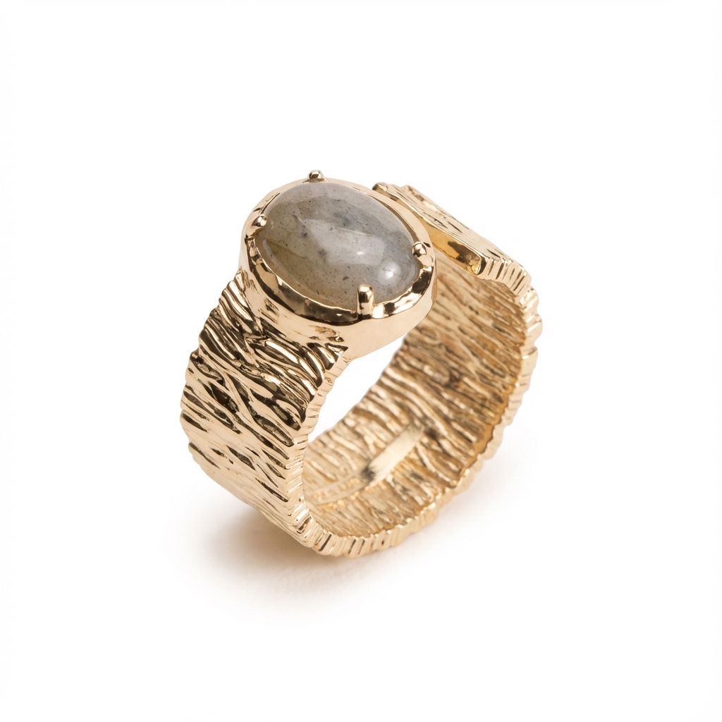 Bague Plaqué Or Labradorite