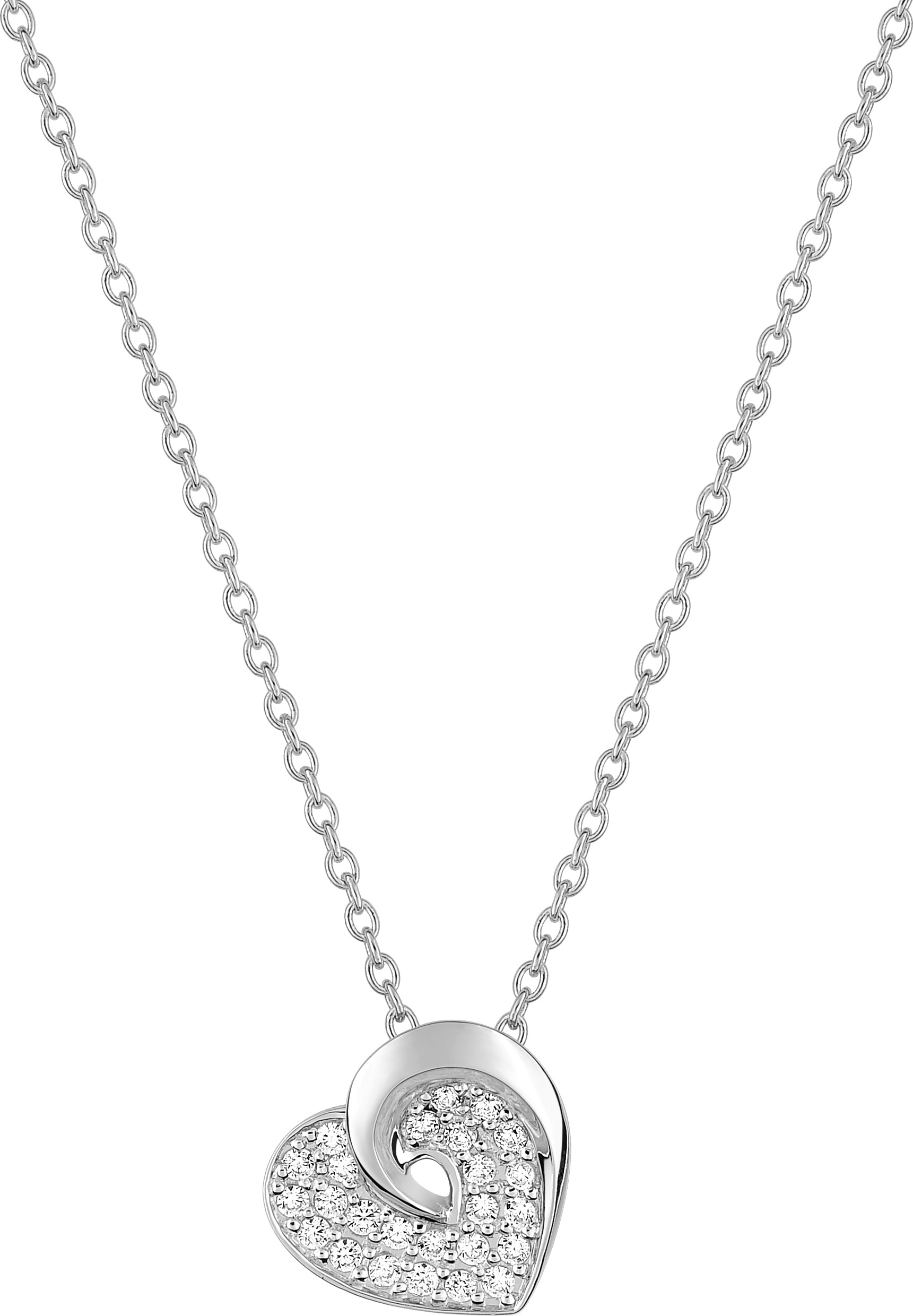 Collier Or Blanc 18k Longueur 40cm Diamant 0.23ct GH SI Coeur