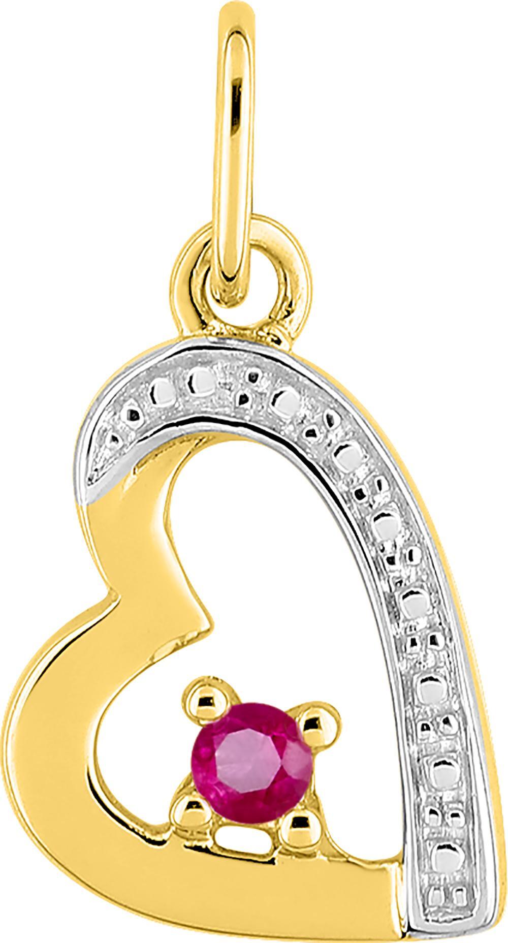 Pendentif Médaille Or Rhodié Rubis Coeur