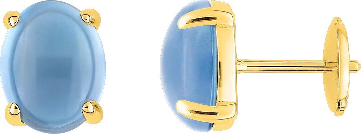 Boucles d'oreilles Clous Or 18k Topaze Bleu