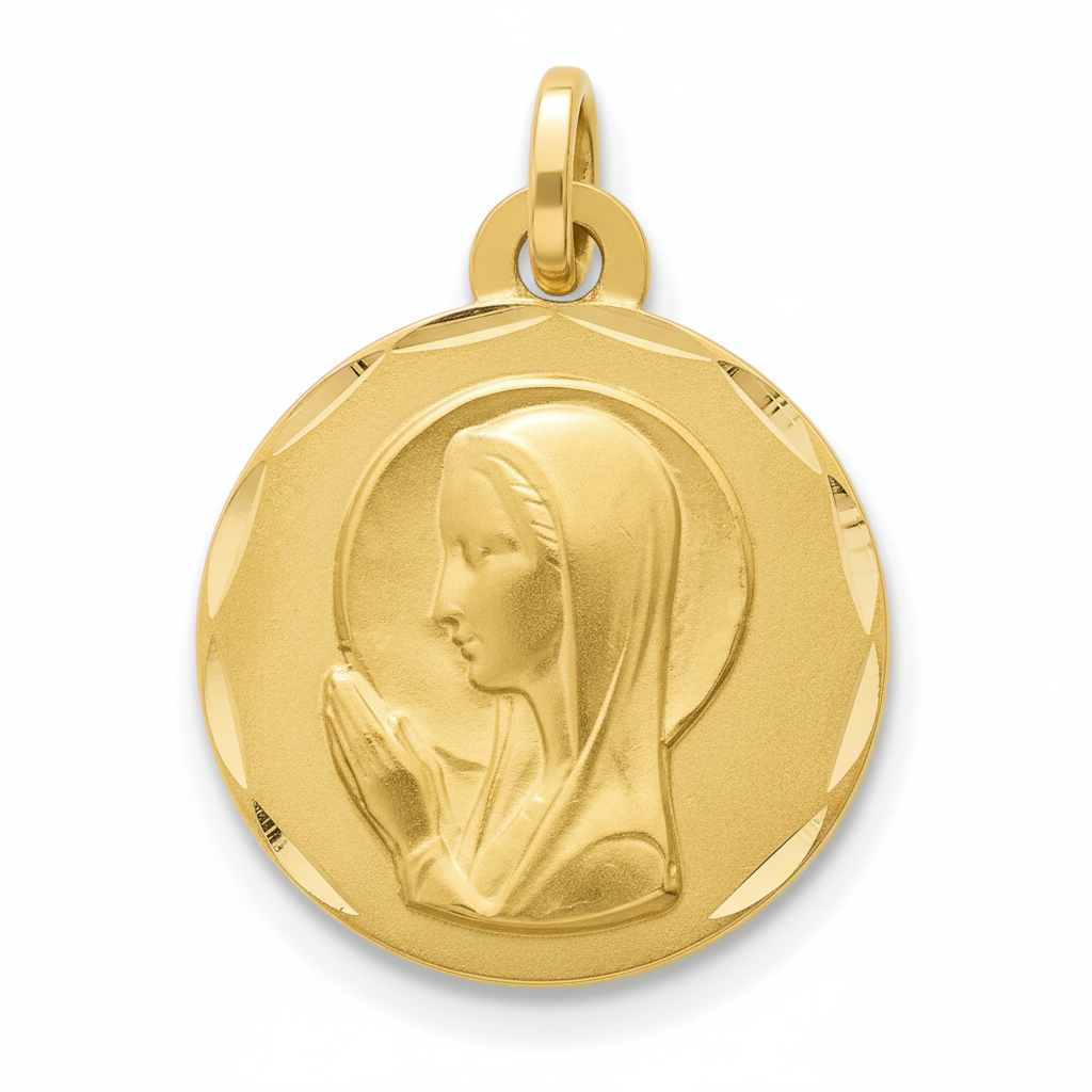 Pendentif Médaille Or 18k Vierge Marie