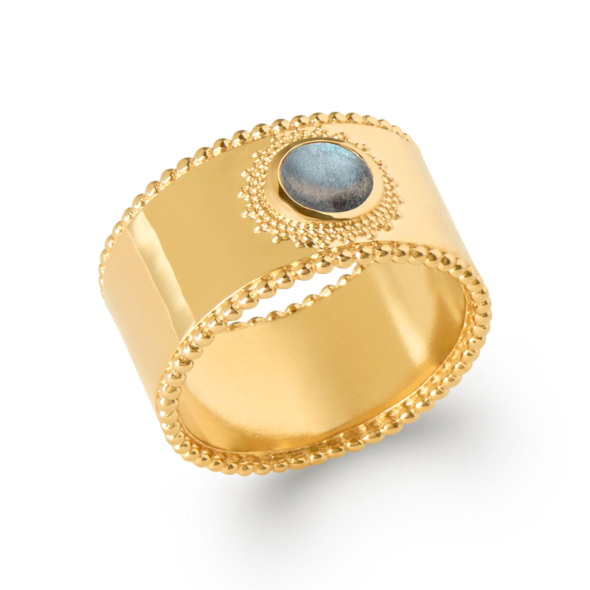 Bague Plaqué Or Labradorite Texturé Couleurs