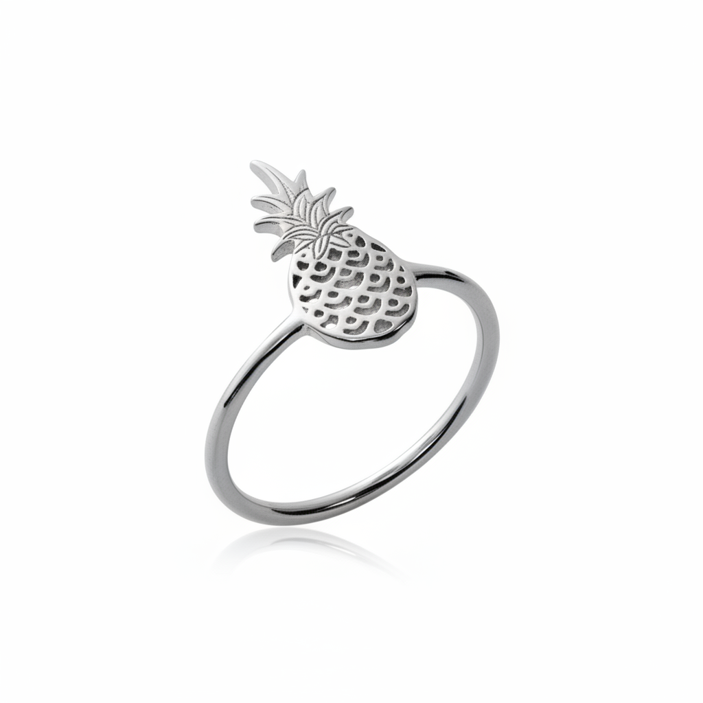 Bague Argent Rhodié Végétal