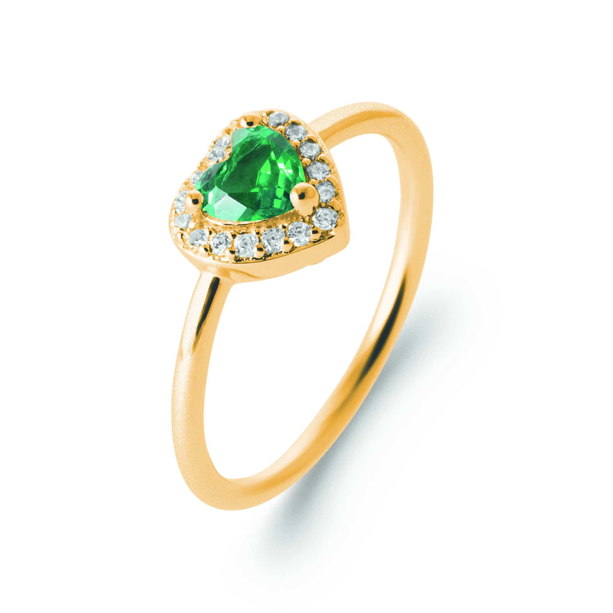 Bague Solitaire Plaqué Or Zirconium Coeurs Joaillerie Entourage Couleurs