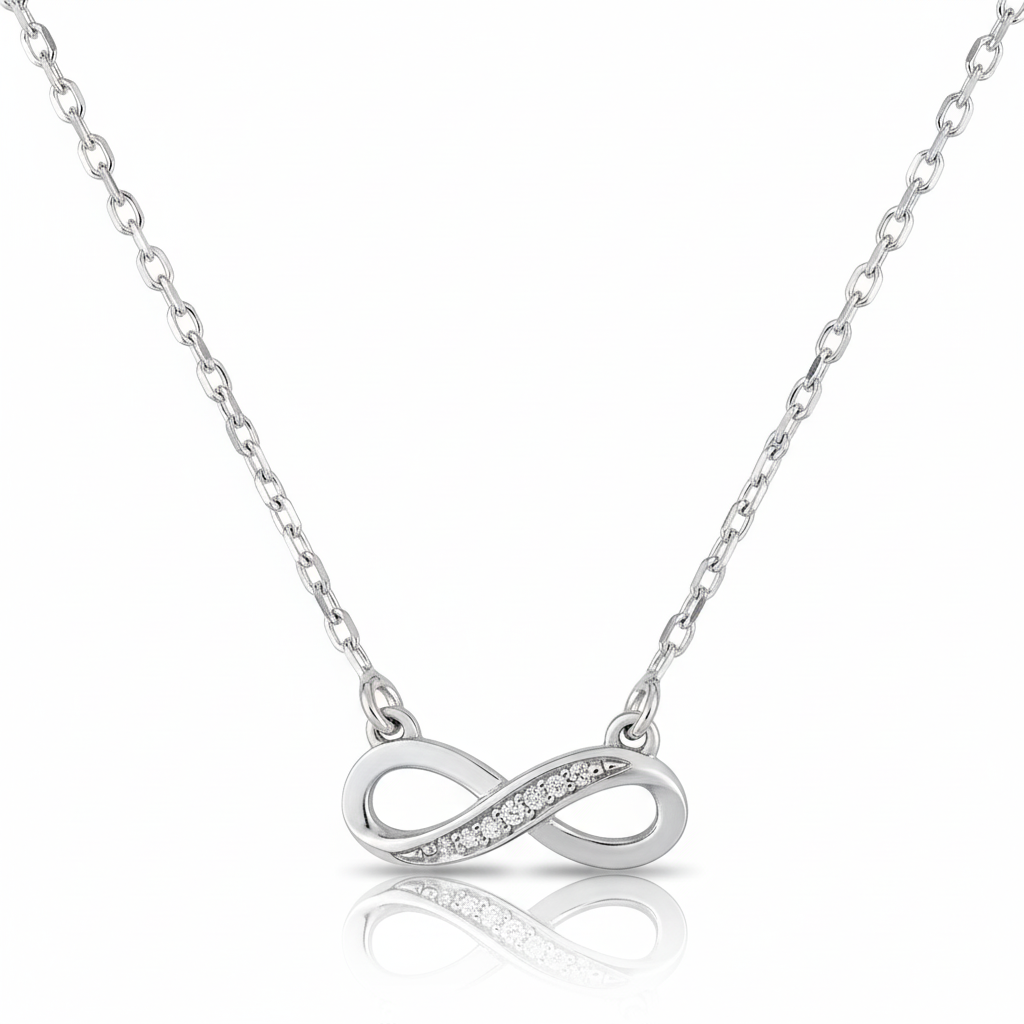 Collier Argent Rhodié Longueur 40cm Zirconium Infini