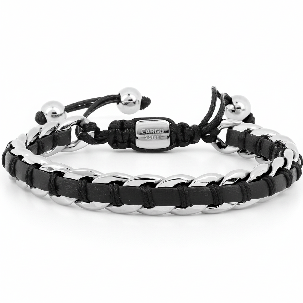 Bracelet Cordon Homme Acier noir - Bracelet