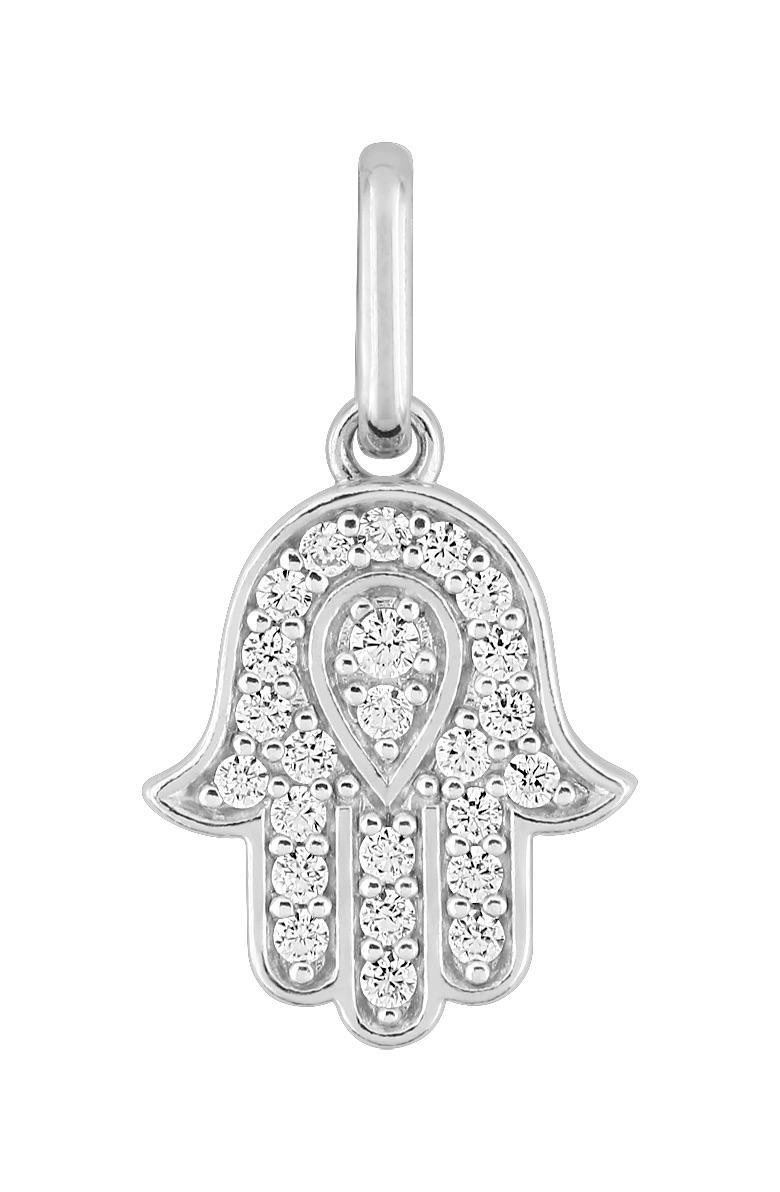 Pendentif Argent Rhodié Zirconium Main de Fatma