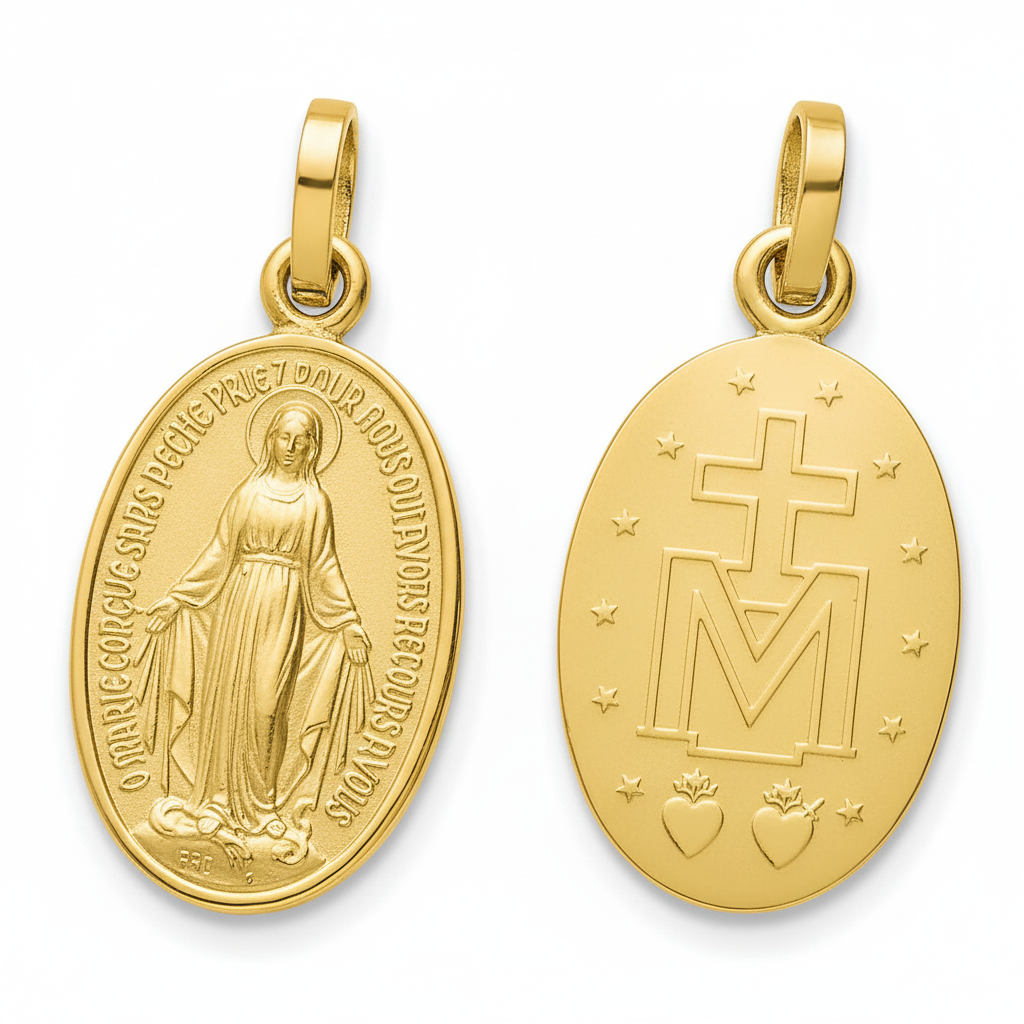 Pendentif Médaille Or Vierge Marie