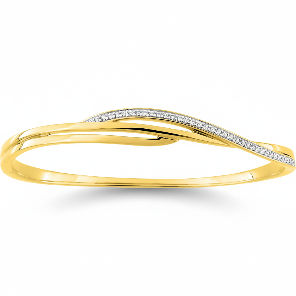 Jonc Plaqué Or Rhodié Zirconium - Bracelet