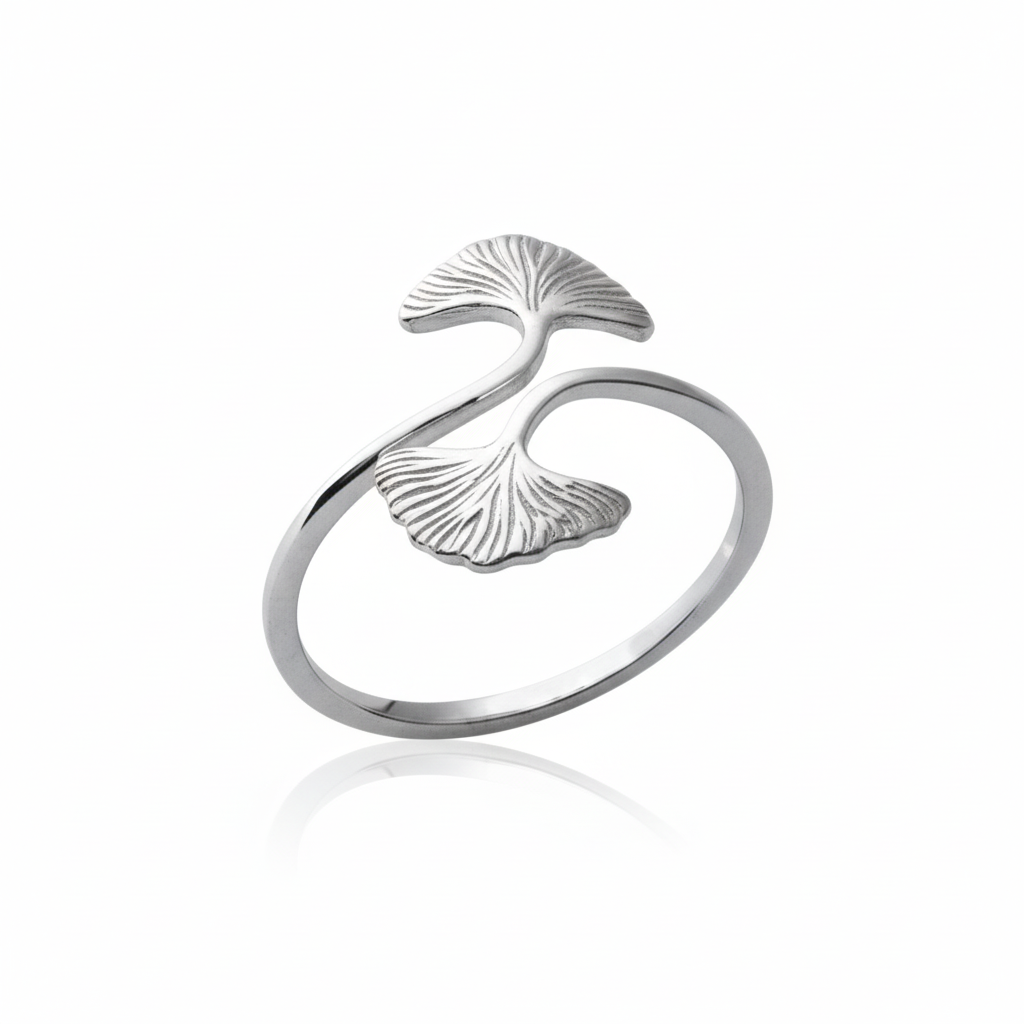 Bague Argent Rhodié Végétal Croisé