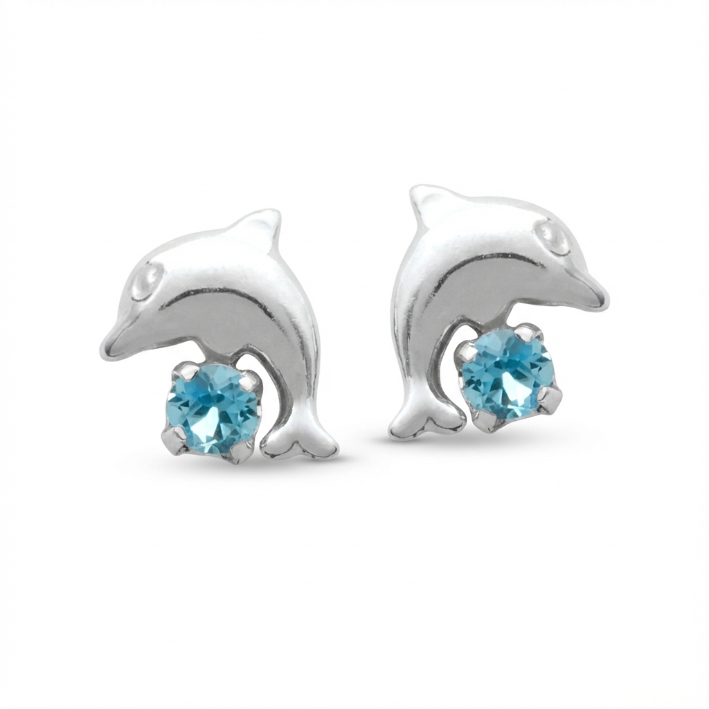 Boucles d'oreilles Clous Fille Argent Cristal Figuratif Couleurs - Boucles d'oreilles