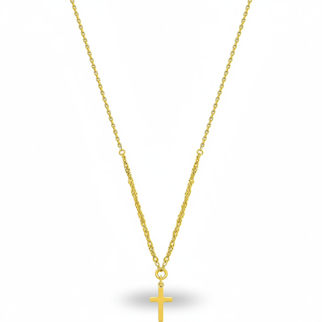 Collier Plaqué Or Longueur 42cm Croix Chrétienne