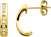Boucles d'oreilles Demi-créoles Plaqué Or Zirconium - Boucles d'oreilles