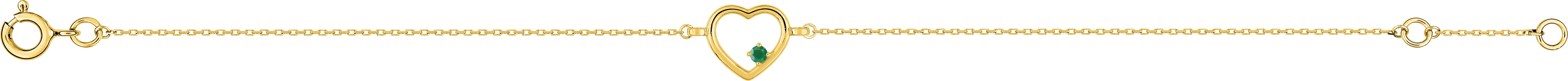 Bracelet Or Longueur 16.5cm Emeraude Coeur