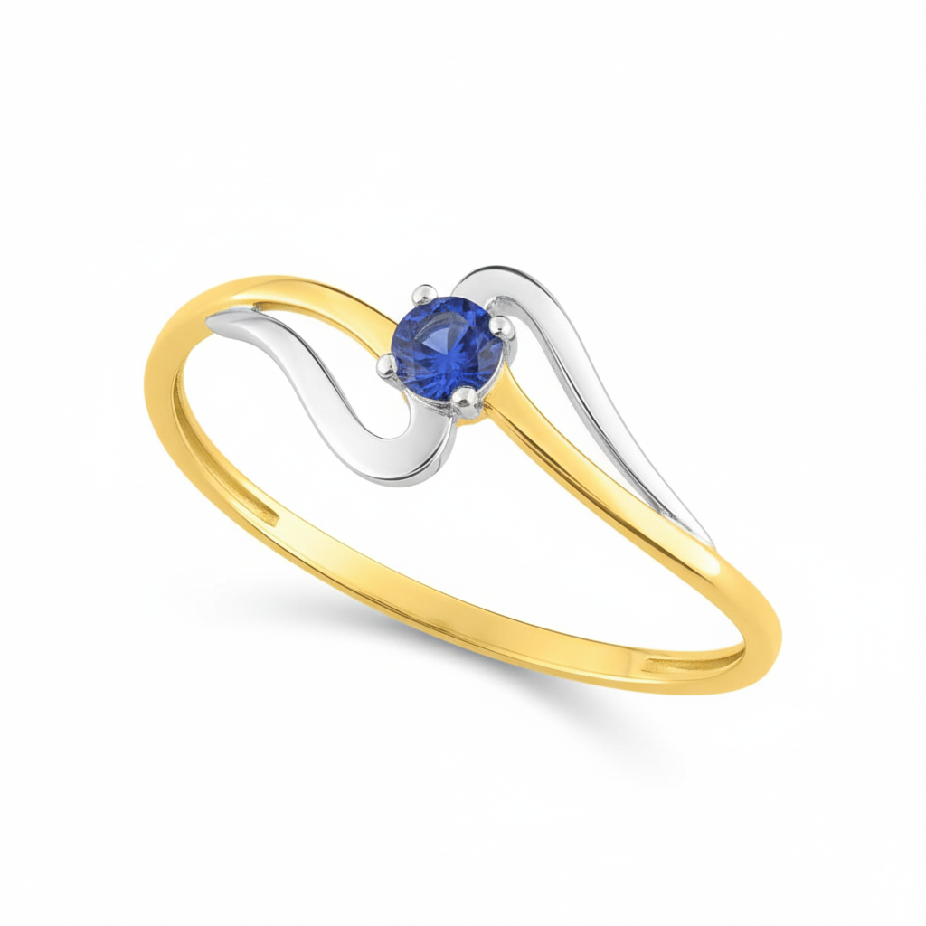 Bague Or 18k Rhodié Saphir