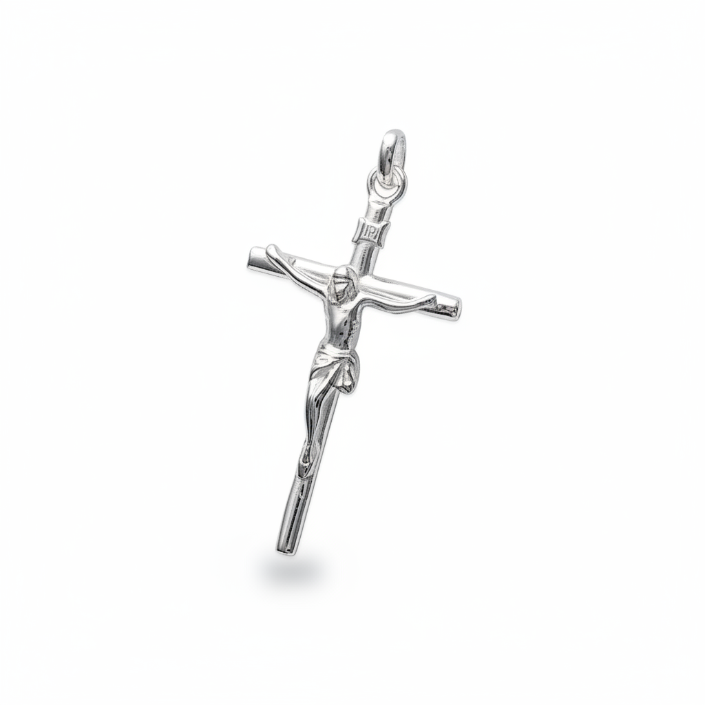 Pendentif Argent Rhodié Croix Chrétienne