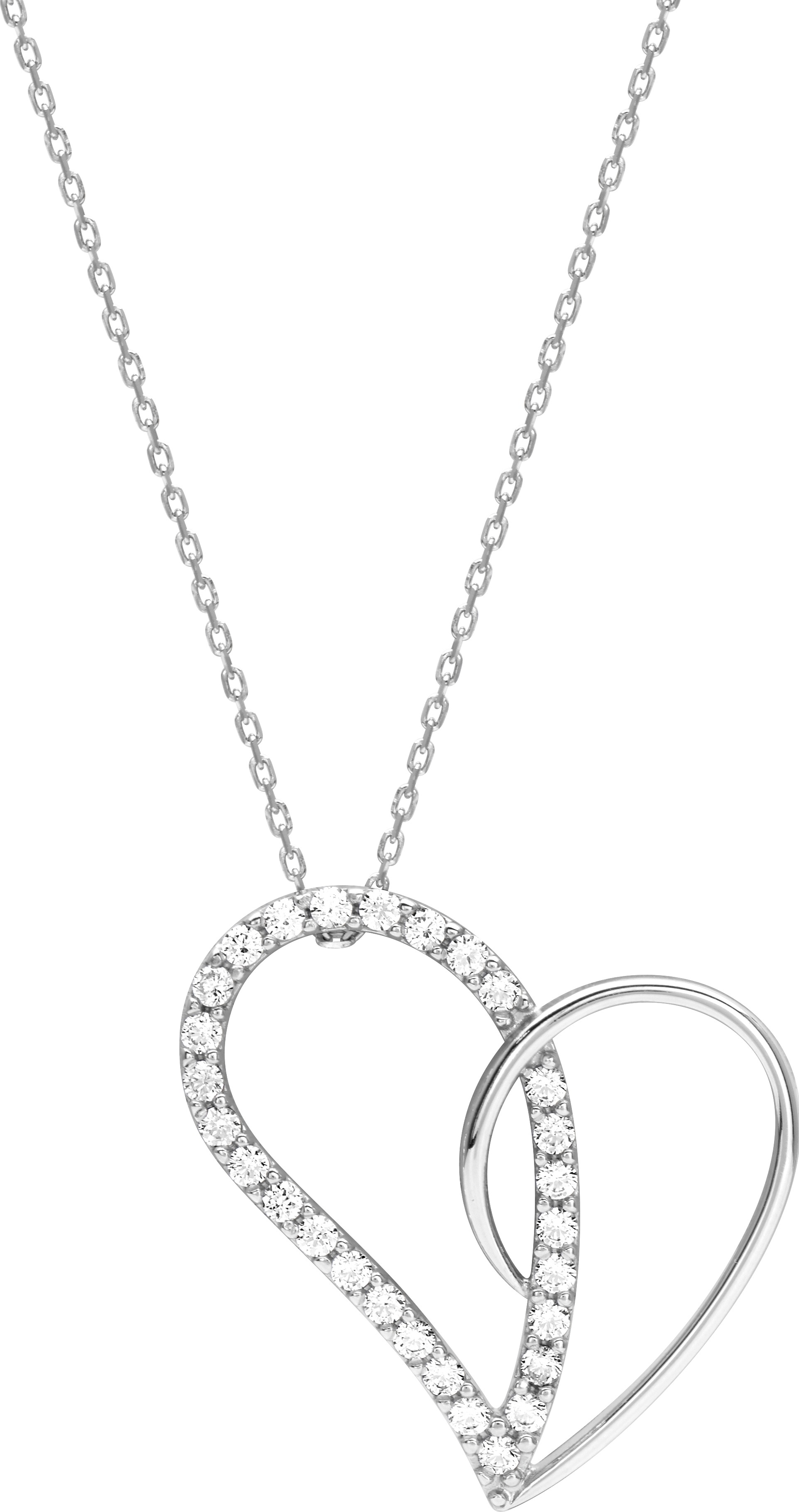 Collier Argent Rhodié Zirconium Coeur