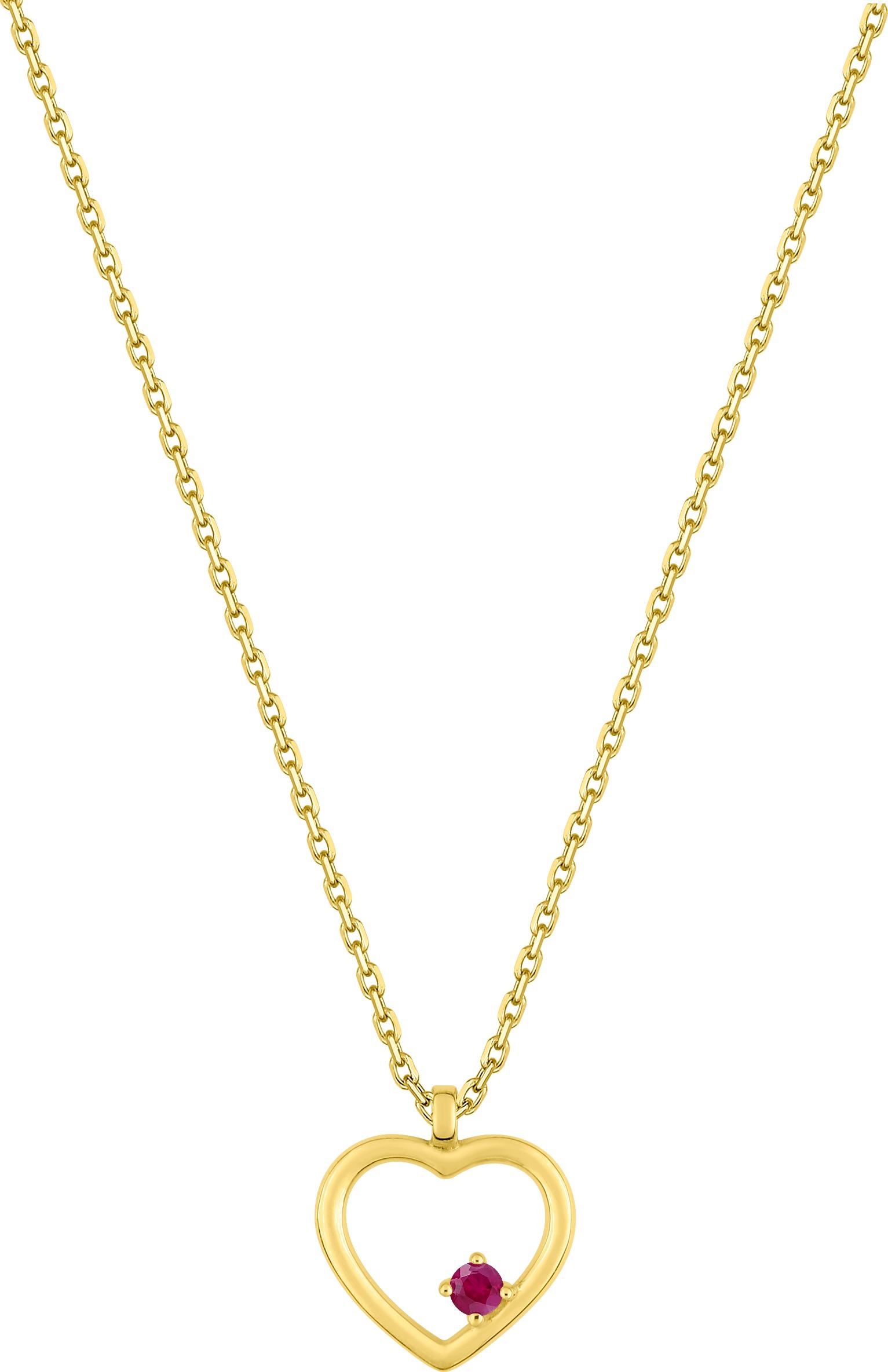 Collier Or 18k Longueur 40cm Rubis Coeur