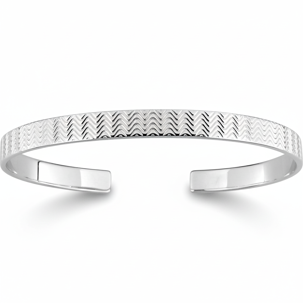 Jonc Homme Argent Rhodié - Bracelet