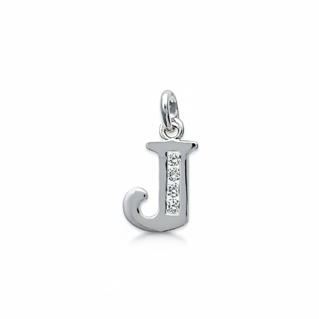 Pendentif Argent Rhodié Zirconium Lettre