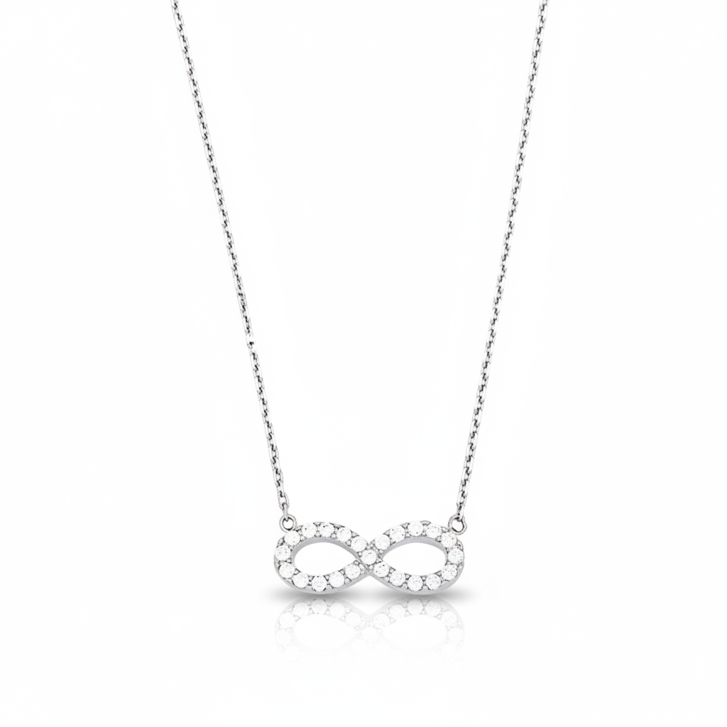 Collier Argent Rhodié Longueur 40cm Zirconium Infini