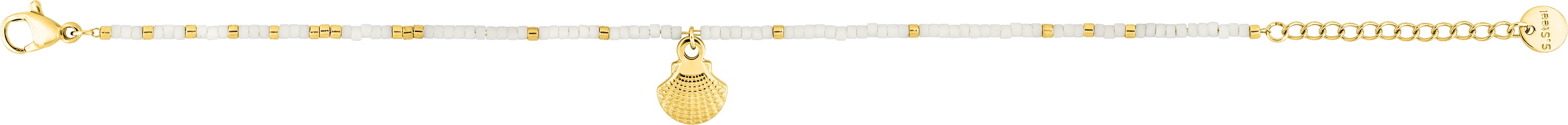 Bracelet Acier Doré Longueur 16cm Cristal Blanc Coquillage