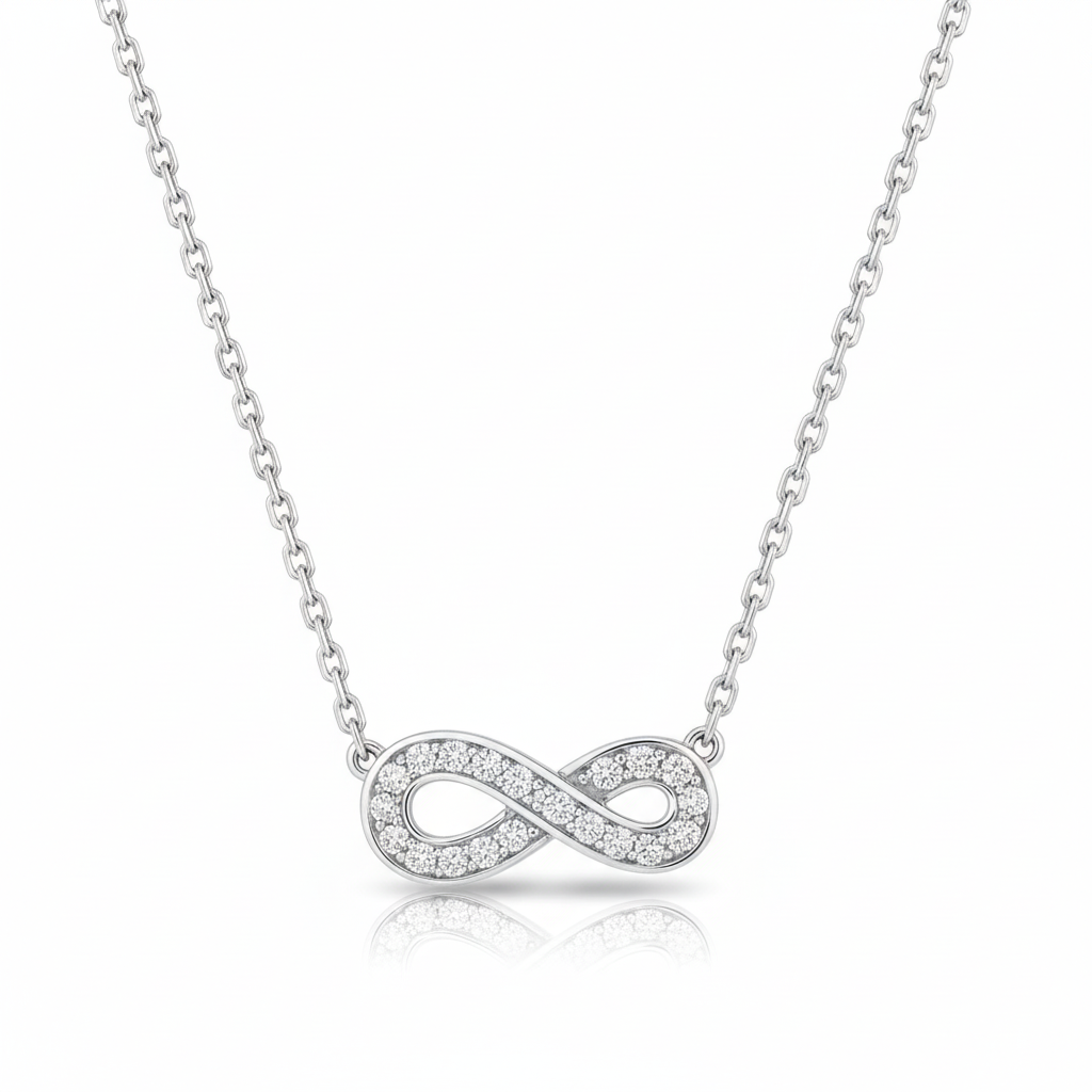 Collier Or Blanc 18k Diamant 0.024ct GH P1 Infini