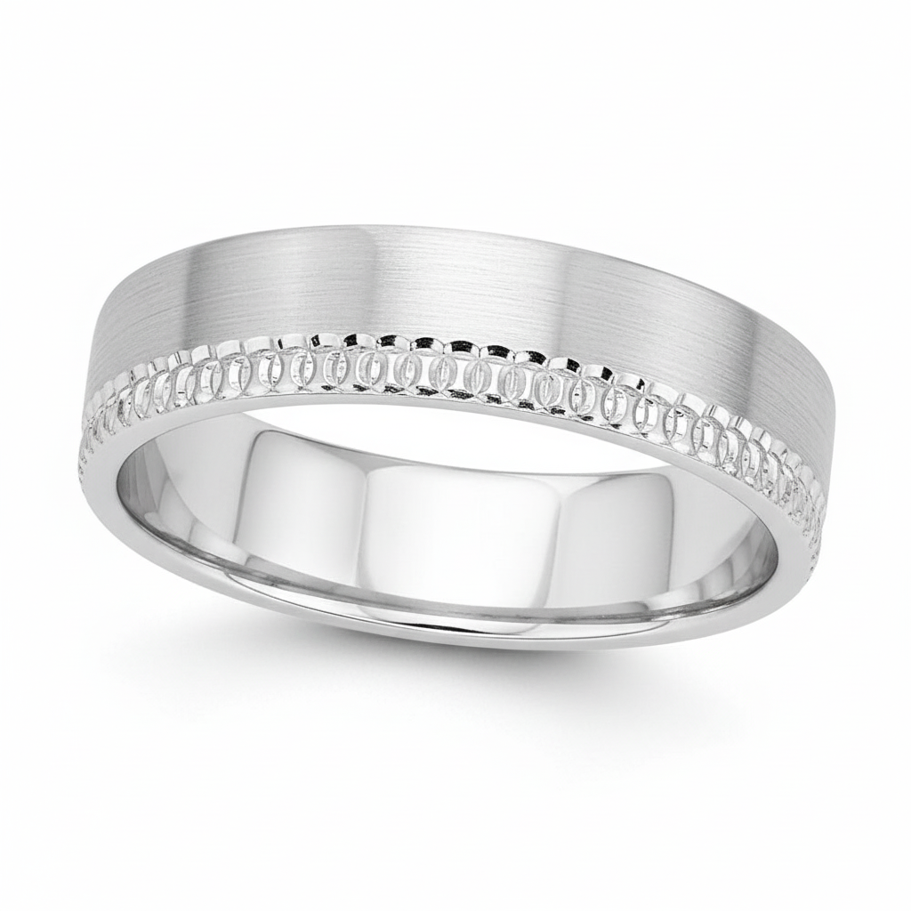 Alliance Argent Rhodié Largeur 5mm - Bague