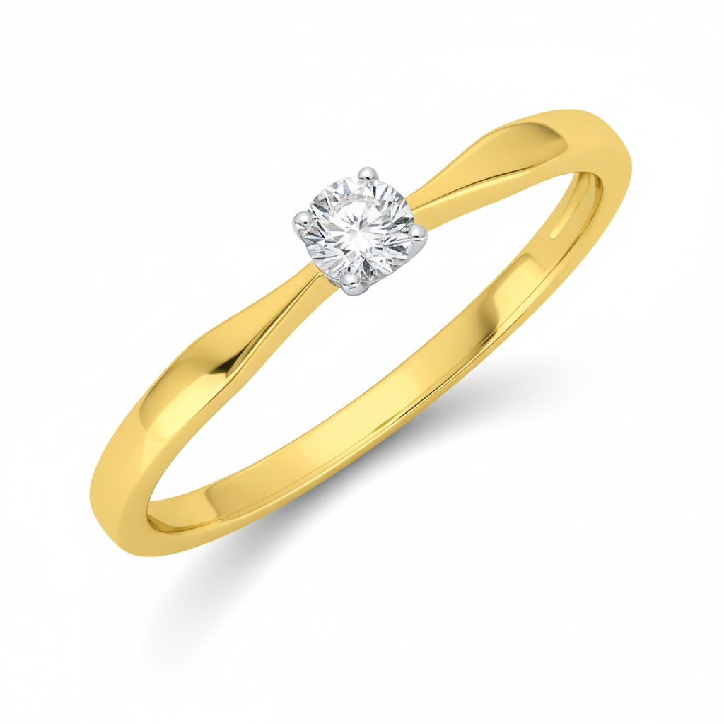 Bague Solitaire Or 18k Diamant 0.14ct GH P1 - Bague