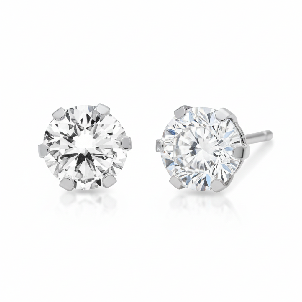 Boucles d'oreilles Clous Argent Rhodié Zirconium - Boucles d'oreilles