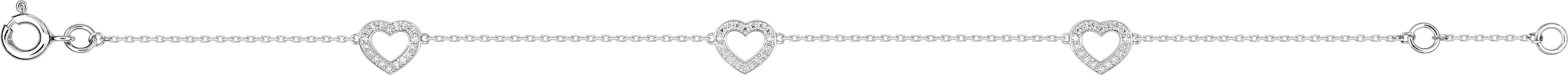 Bracelet Or Blanc 18k Diamant 0.018ct GH P1 Coeur