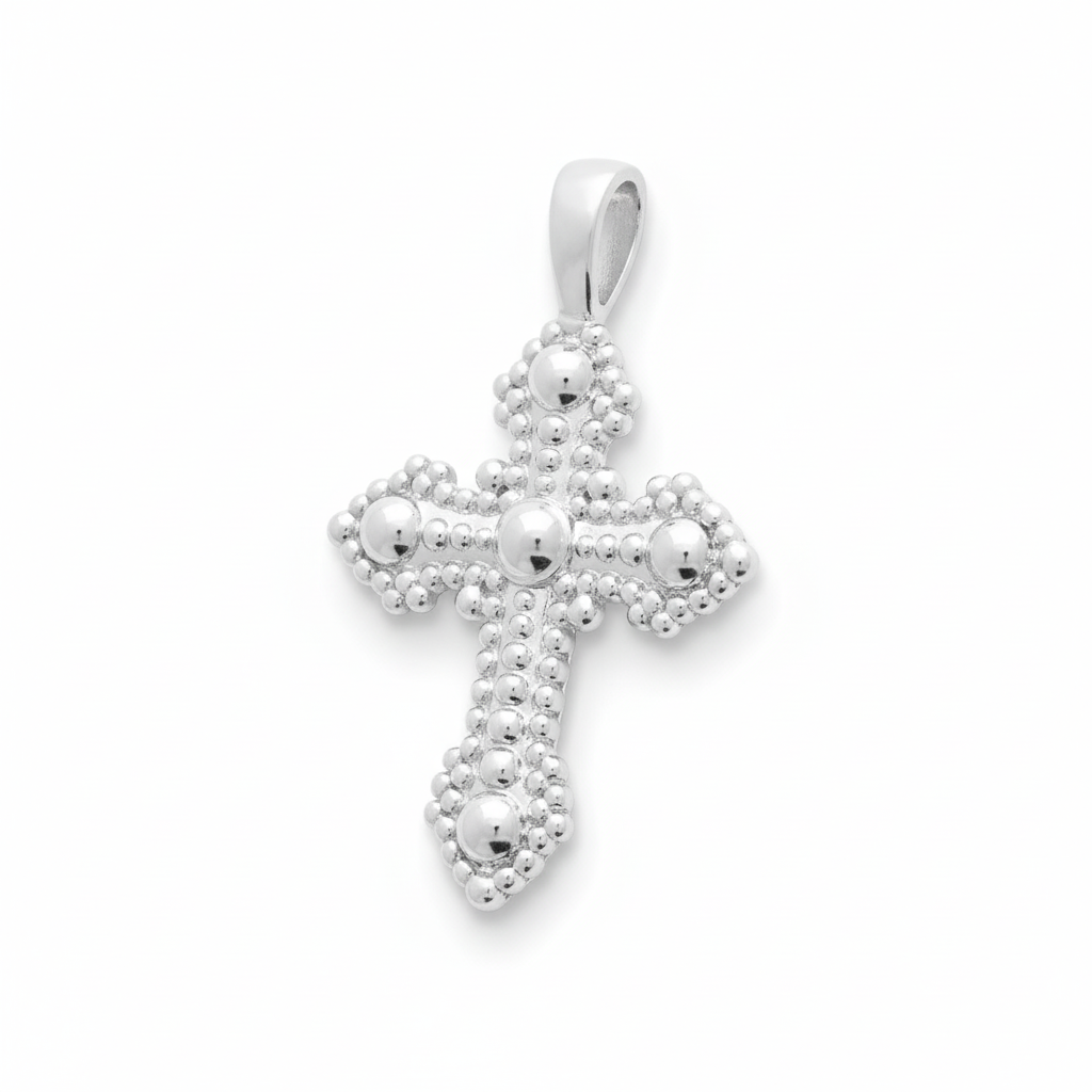 Pendentif Argent Rhodié Religieux Texturé