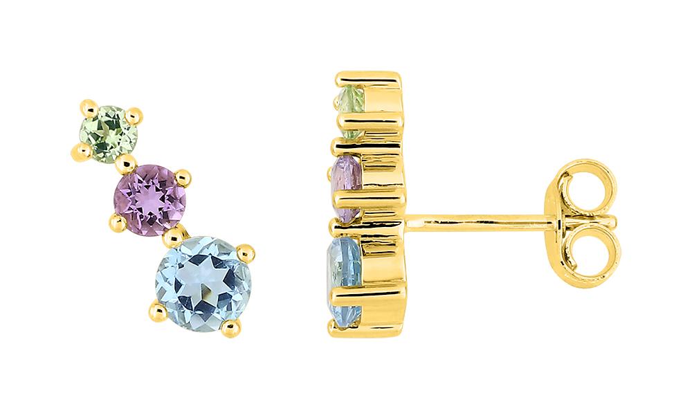 Boucles d'oreilles Clous Or 18k bleu Améthyste