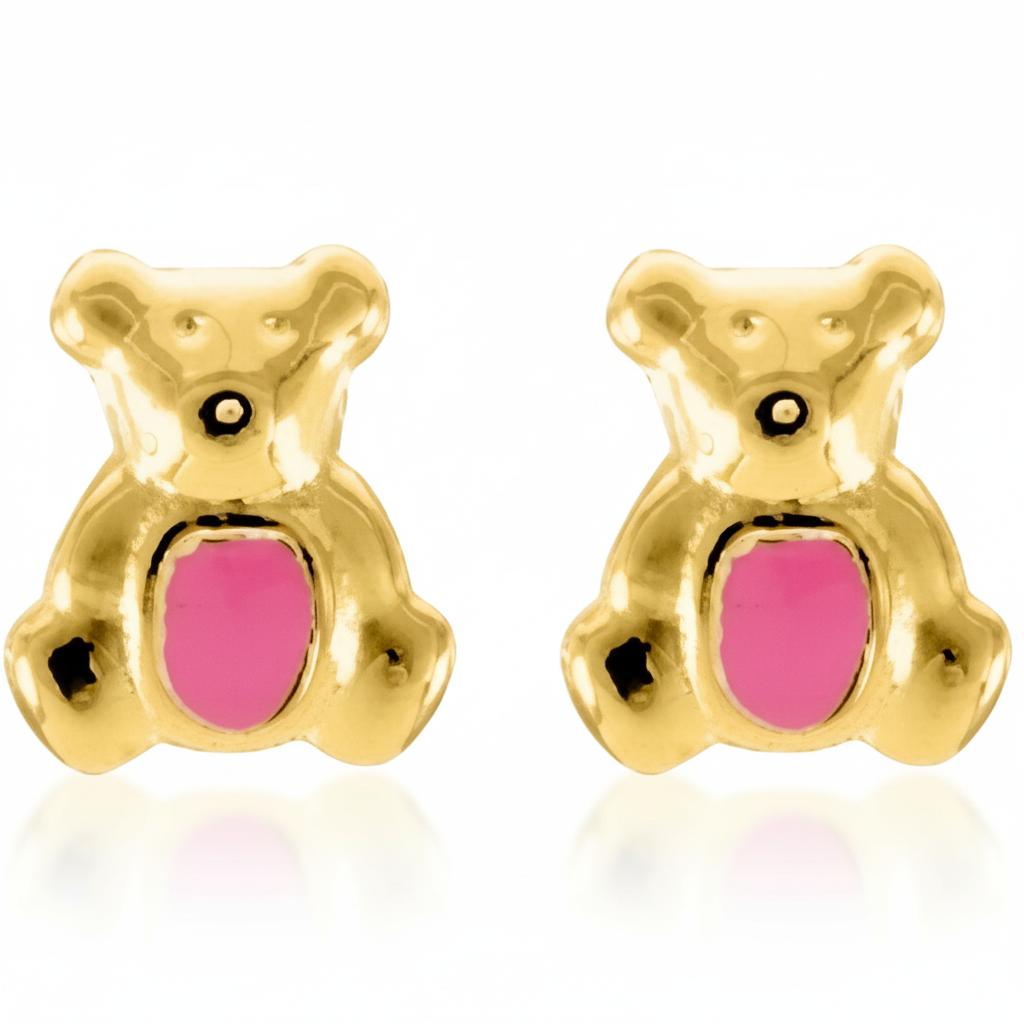 Boucles d'oreilles Clous Plaqué Or Ours - Boucles d'oreilles