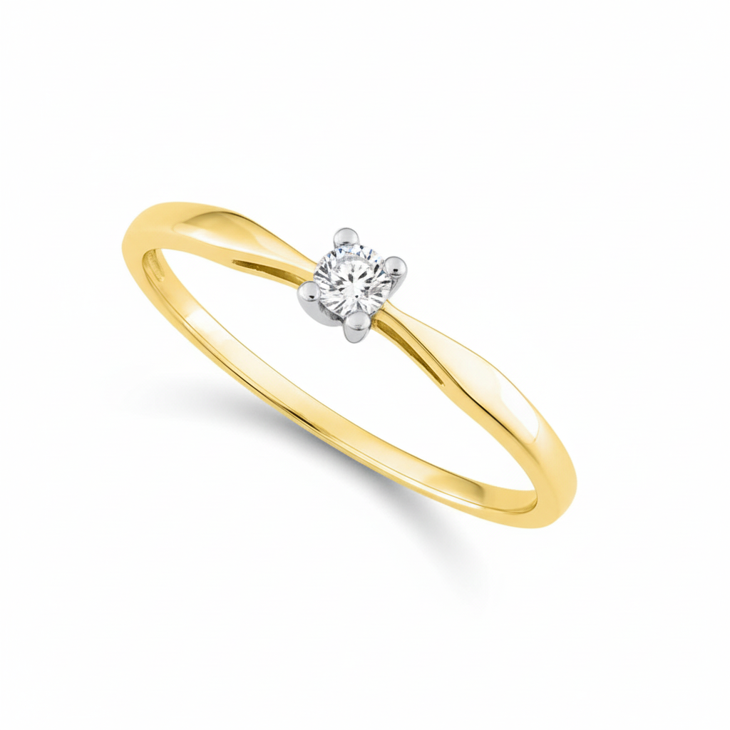 Bague Solitaire Or 18k Diamant 0.08ct GH SI - Bague