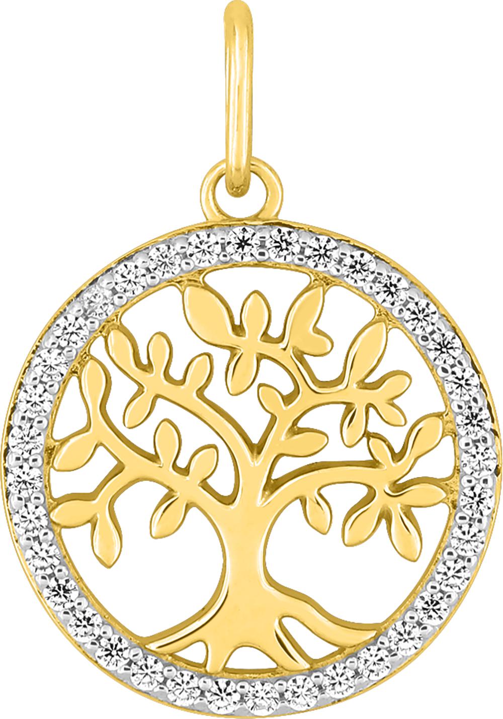 Pendentif Médaille Or Rhodié Zirconium Arbre de Vie
