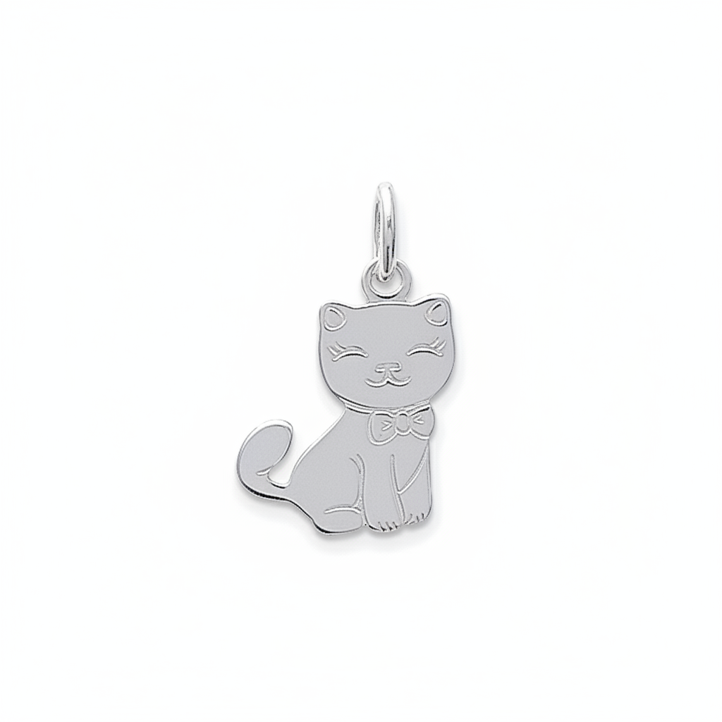 Pendentif Fille Argent Chat - Pendentif