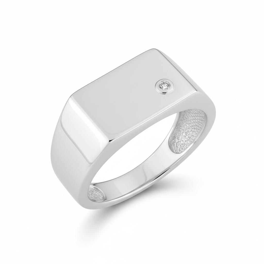 Chevalière Homme Argent Rhodié Zirconium - Bague