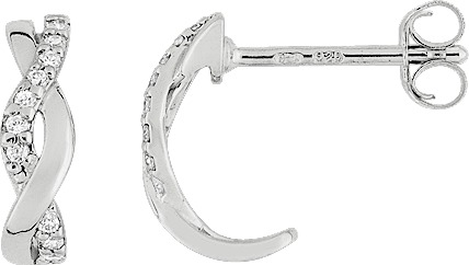 Boucles d'oreilles Demi-créoles Argent Rhodié Zirconium - Boucles d'oreilles