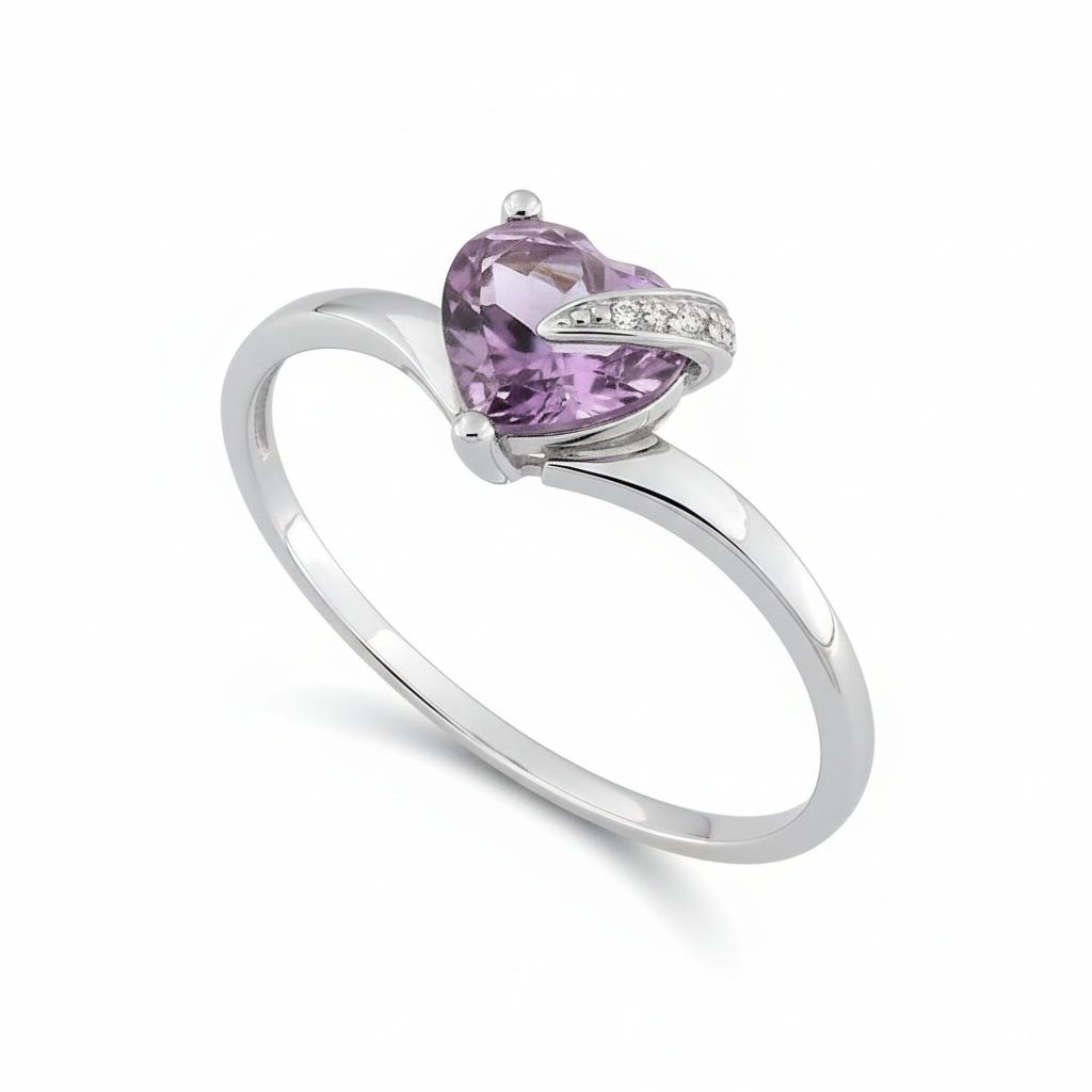 Bague Or Blanc Améthyste