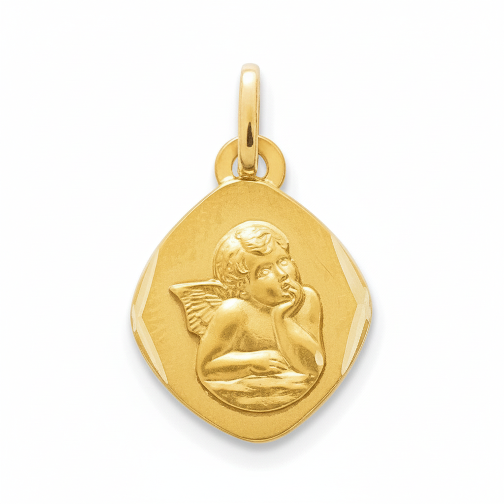 Pendentif Médaille Plaqué Or Ange de Raphaël - Pendentif