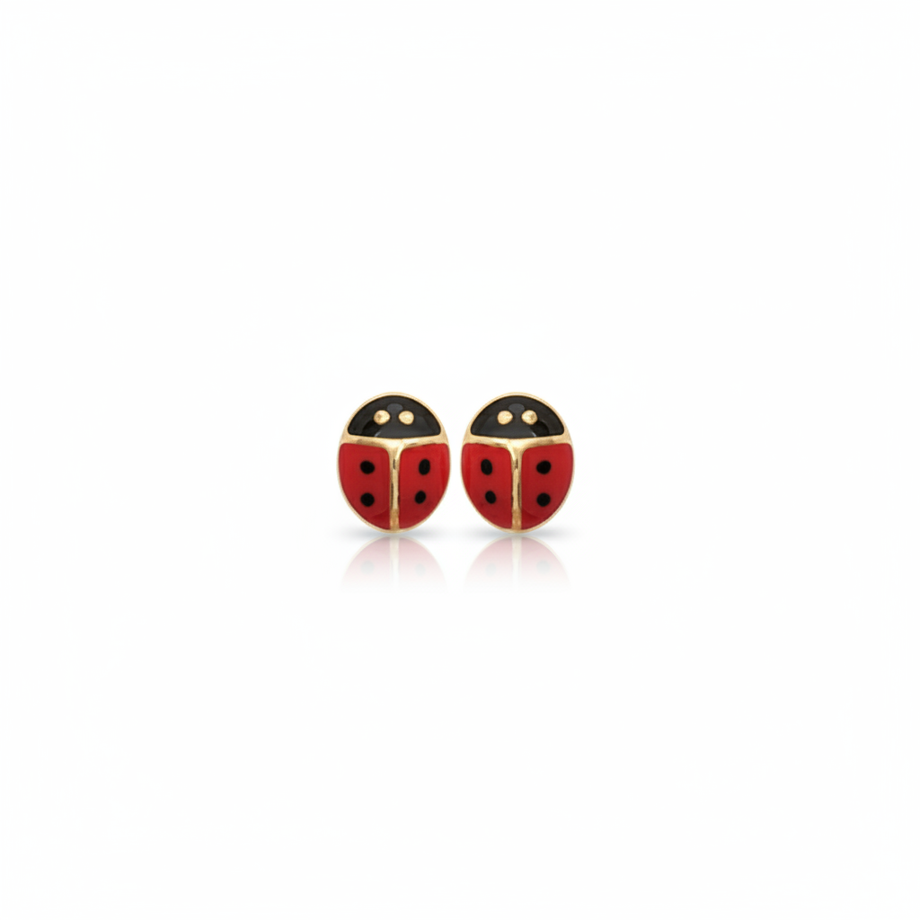 Boucles d'oreilles Clous Fille Plaqué Or Coccinelle - Boucles d'oreilles