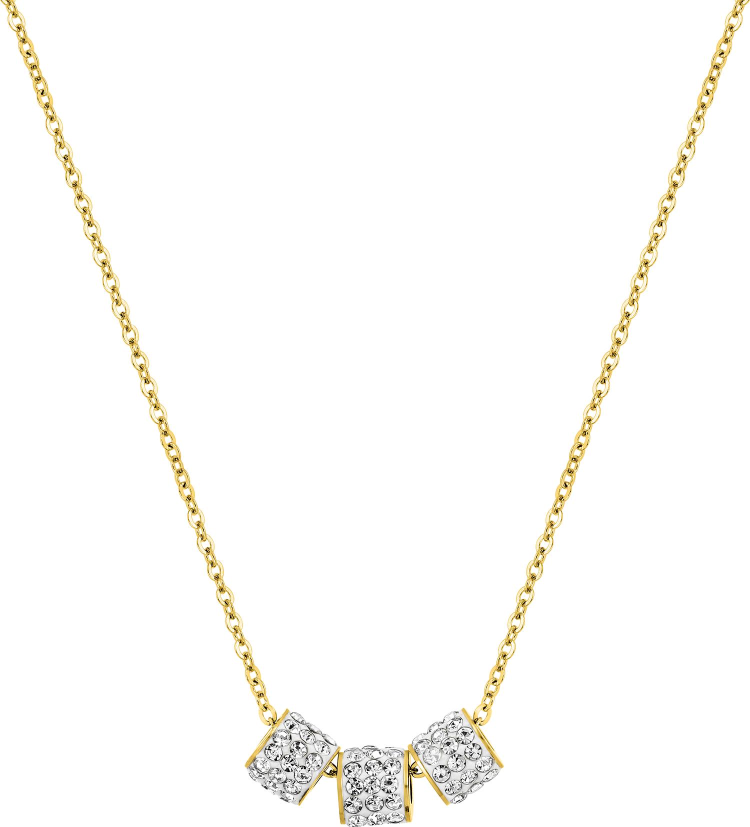 Collier Acier Doré Cristal - Collier en Acier - Bijoux en Vogue