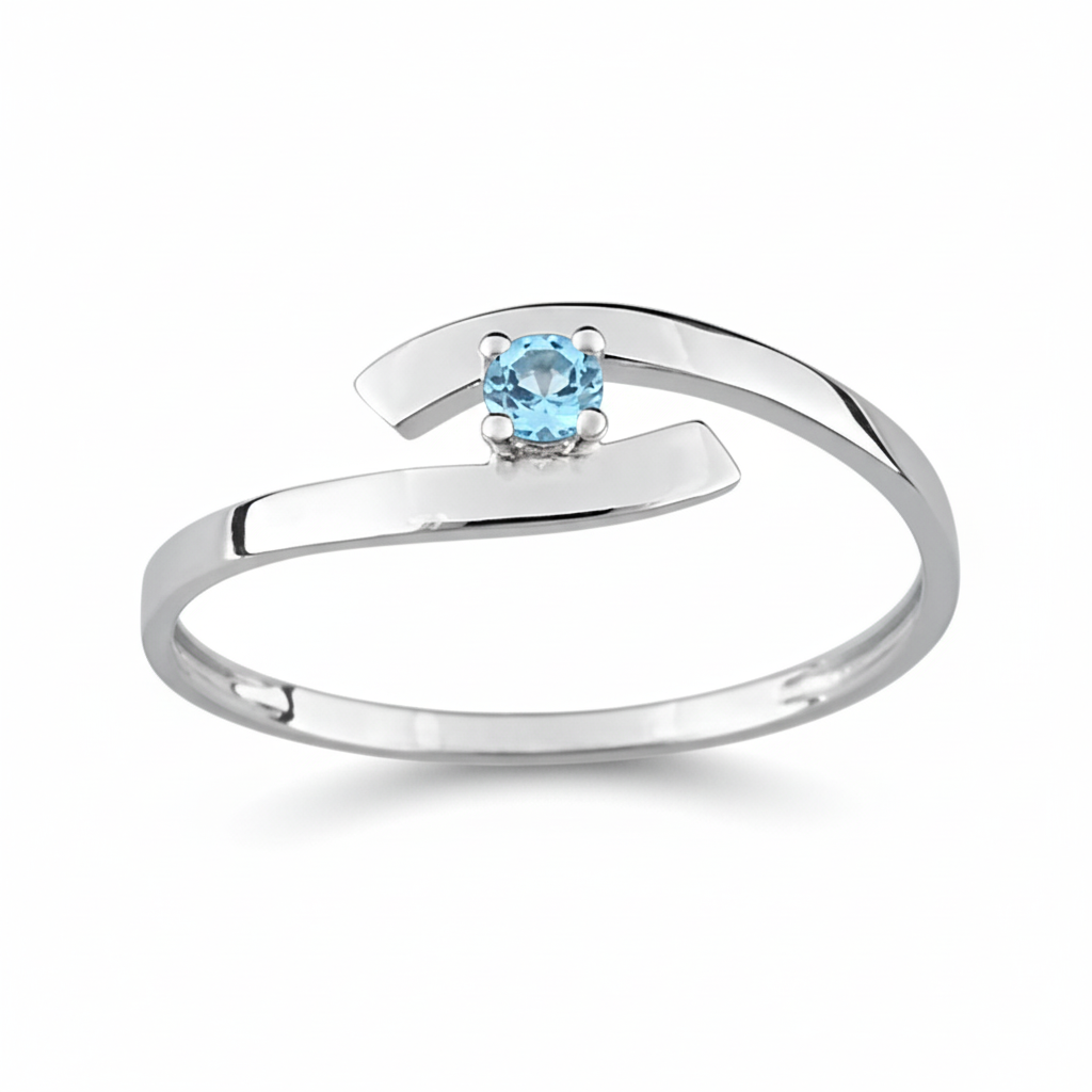 Bague Or Blanc 18k bleu Topaze