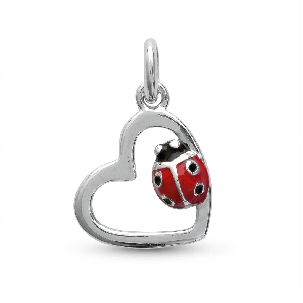 Pendentif Argent Rhodié Coeurs Figuratif Couleurs