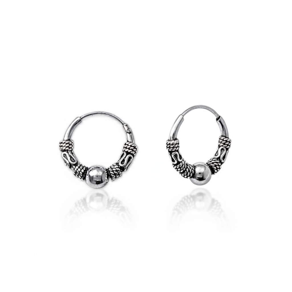 Boucles d'oreilles Créoles Argent Texturé - Boucles d'oreilles