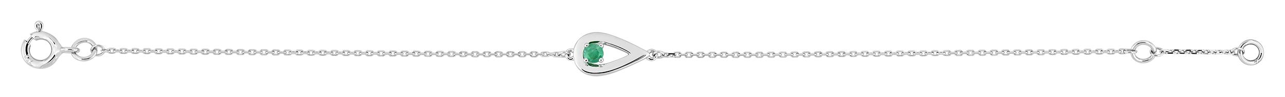 Bracelet Or Blanc 18k Longueur 16.5cm Emeraude