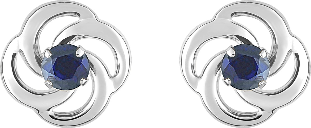 Boucles d'oreilles Clous Or Blanc 18k Saphir