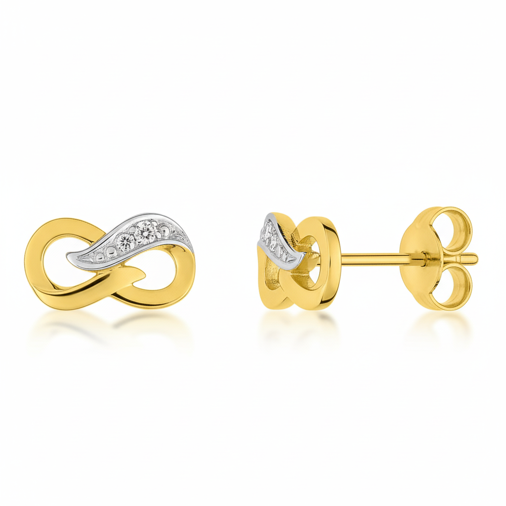 Boucles d'oreilles Clous Or 18k Rhodié Diamant 0.01ct GH P1 Infini