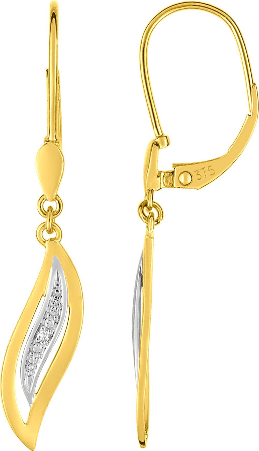 Boucles d'oreilles Dormeuses Or Rhodié Diamant 0.01ct GH P2 - Boucles d'oreilles